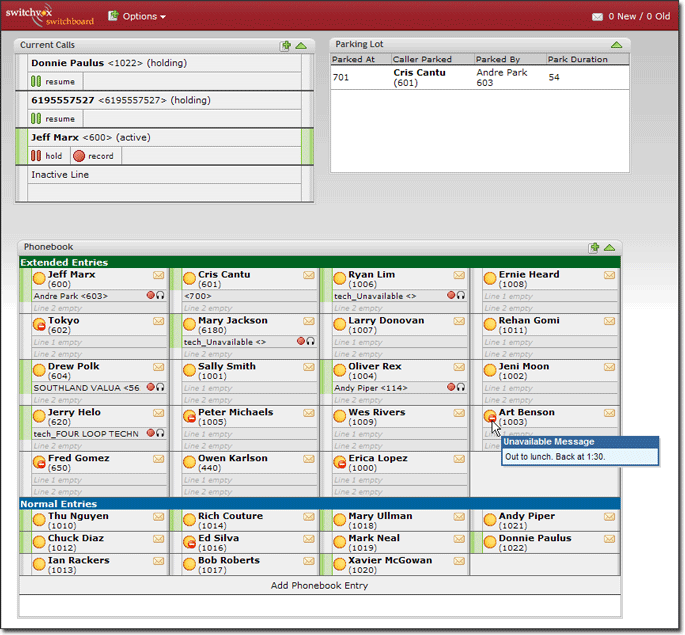 Switchvox User Interface