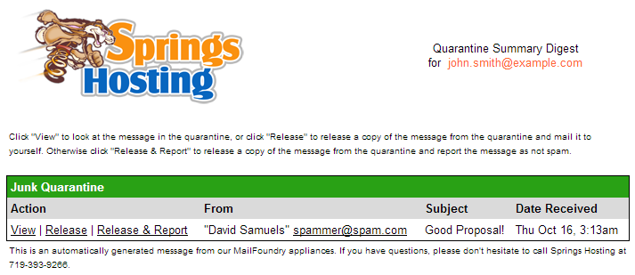 MailFoundry Quarantine Example